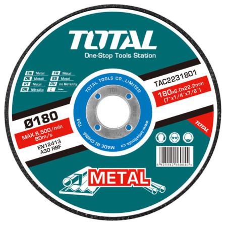 Круг отрезной 180x6,0x22,2 мм по металлу TOTAL TAC2231801