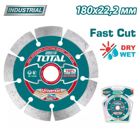 Диск алмазный 180x12,0x22,2 мм TOTAL TAC21118012 Диск алмазный 180x12,0x22,2 мм TOTAL TAC21118012