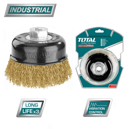Щетка проволочная чашечная 75 мм TOTAL TAC31035 Щетка проволочная чашечная 75 мм TOTAL TAC31035