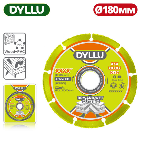 Диск твердосплавный по дереву (с гвоздями) 180x22,2 мм DYLLU DTCD1K07