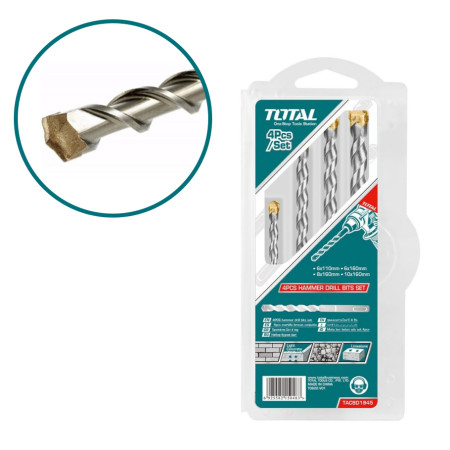 Набор буров SDS-plus TOTAL TACSD1945 (4 шт) Набор буров SDS-plus TOTAL TACSD1945 (4 шт)