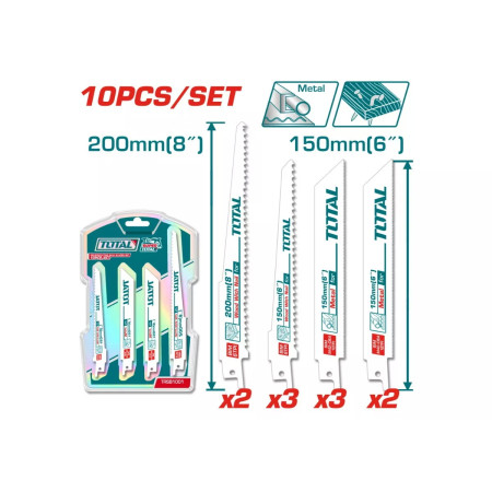 Набор полотен для сабельной пилы TOTAL TRSB1001 (10 шт) Набор полотен для сабельной пилы TOTAL TRSB1001 (10 шт)