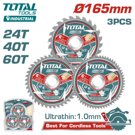 Диски пильные по дереву D 165х20 24T/40T/60T TOTAL TAC236165 (3шт) Диски пильные по дереву D 165х20 24T/40T/60T TOTAL TAC236165 (3шт)