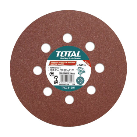 Набор шлифовальных кругов 150 мм P80, P120 TOTAL TAC731501 (5 шт)