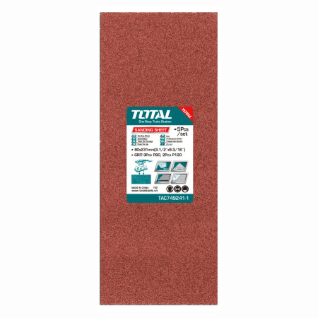 Шлифлисты 90x231 мм P80, P120 TOTAL TAC749241-1 (5 шт) Шлифлисты 90x231 мм P80, P120 TOTAL TAC749241-1 (5 шт)