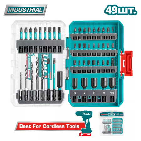 Набор ударных бит и сверл по металлу TOTAL TACSDL24906 (49 шт) Набор ударных бит и сверл по металлу TOTAL TACSDL24906 (49 шт)