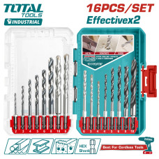 Набор сверл по металлу, бетону и дереву TOTAL TACSDL11608 (16 шт)