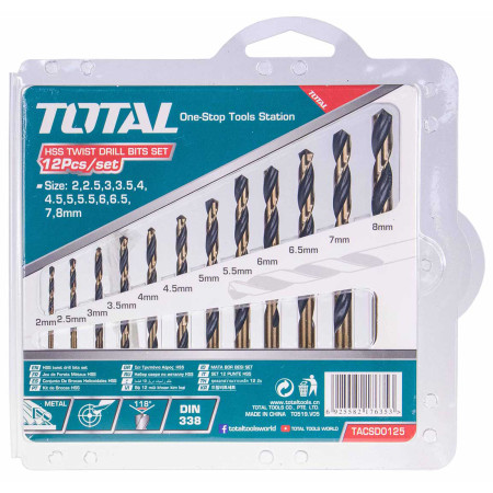 Набор сверл по металлу TOTAL TACSD0125 (12шт) Набор сверл по металлу TOTAL TACSD0125 (12шт)