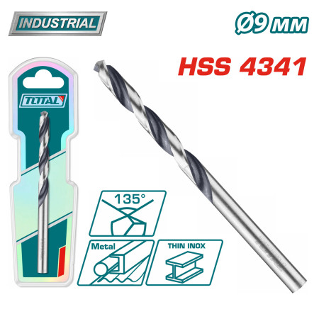 Сверло по металлу HSS 4341 9мм TOTAL TAC1200904 Сверло по металлу HSS 4341 9мм TOTAL TAC1200904