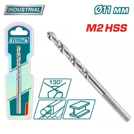 Сверло по металлу M2 HSS 11мм TOTAL TAC1201101 Сверло по металлу M2 HSS 11мм TOTAL TAC1201101