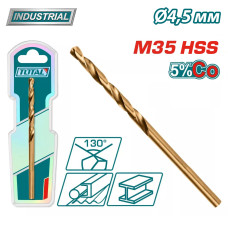 Сверло по металлу M35 HSS-CO 4,5мм TOTAL TAC11204501