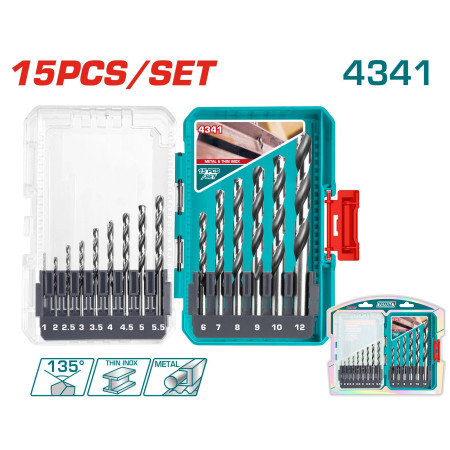 Набор сверл по металлу TOTAL TACSDL51506 (15 шт) Набор сверл по металлу TOTAL TACSDL51506 (15 шт)