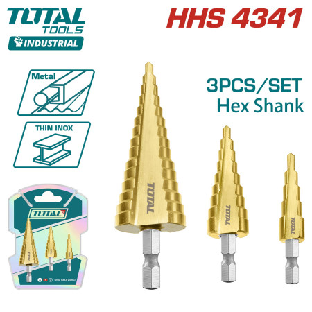 Набор сверл по металлу ступенчатых 4-12, 4-20, 4-32 мм TOTAL TAC80402 (3 шт)