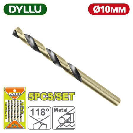 Сверло по металлу HSS 10 мм DYLLU DTTD89010 (5 шт)