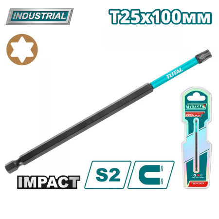 Бита ударная T25 100 мм TOTAL TACIM71T25100 Бита ударная T25 100 мм TOTAL TACIM71T25100