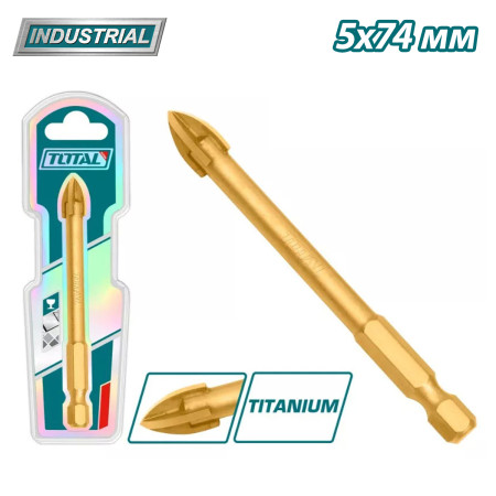 Сверло по плитке и стеклу 5x74мм TOTAL TACG210512 Сверло по плитке и стеклу 5x74мм TOTAL TACG210512