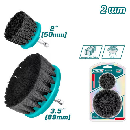 Набор щеток-насадок жестких для дрели TOTAL TACH1235 (2шт) Набор щеток-насадок жестких для дрели TOTAL TACH1235 (2шт)