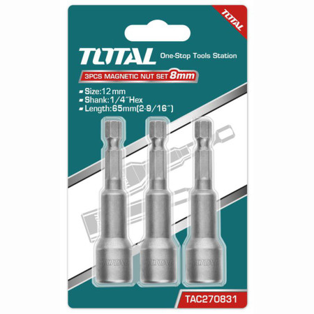 Торцевая магнитная насадка 12x65 мм TOTAL TAC271231 (3 шт) Торцевая магнитная насадка 12x65 мм TOTAL TAC271231 (3 шт)