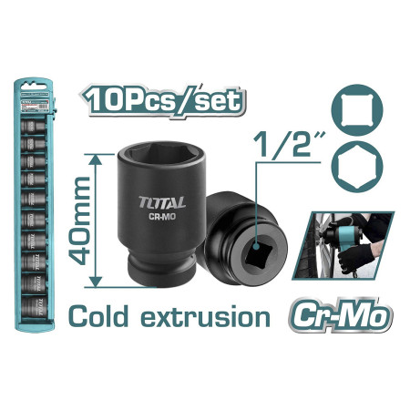 Набор ударных головок 1/2 " TOTAL THISTD12101 (10 предметов) Набор ударных головок 1/2 " TOTAL THISTD12101 (10 предметов)