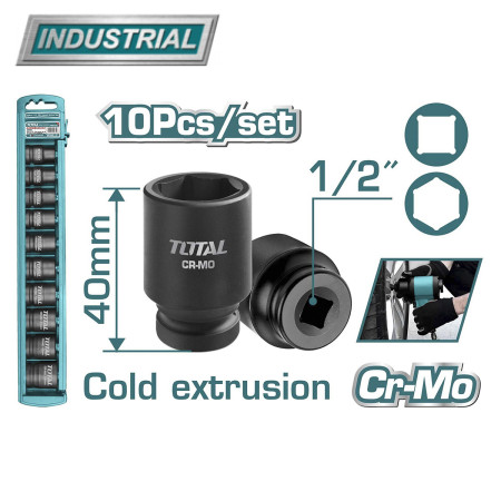 Набор ударных головок 1/2 " TOTAL THISTD12101 (10 предметов) Набор ударных головок 1/2 " TOTAL THISTD12101 (10 предметов)