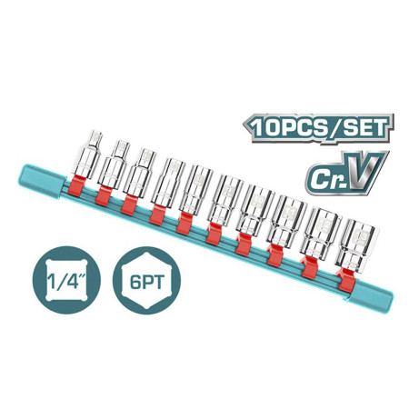 Набор головок 1/4 " TOTAL THT1411023 (10шт) Набор головок 1/4 " TOTAL THT1411023 (10шт)