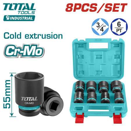 Набор головок 3/4 " TOTAL THKISD34081 (8 предметов) Набор головок 3/4 " TOTAL THKISD34081 (8 предметов)