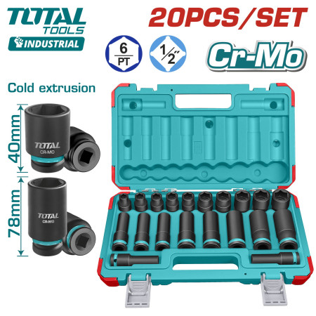 Набор ударных головок 1/2 " TOTAL THKISD12203L (20 шт)