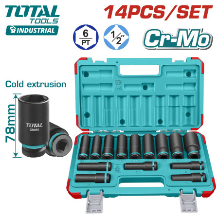 Набор ударных головок удлиненных TOTAL THKISD12143L (14 шт)