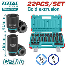 Набор ударных головок 1/2 " TOTAL THKISD12221L (22 предмета)