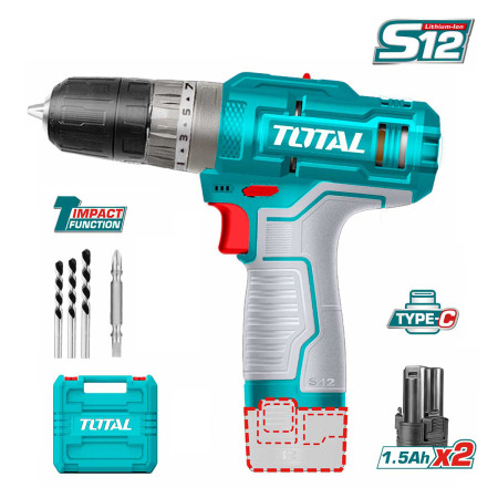 Дрель-шуруповерт ударная TOTAL TIDLI12202 Дрель-шуруповерт ударная TOTAL TIDLI12202