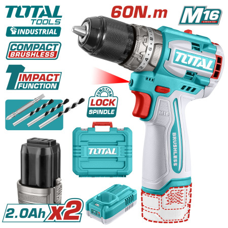Аккумуляторная ударная дрель-шуруповерт 16В 60Нм TOTAL TIDLI16682 Аккумуляторная ударная дрель-шуруповерт 16В 60Нм TOTAL TIDLI16682