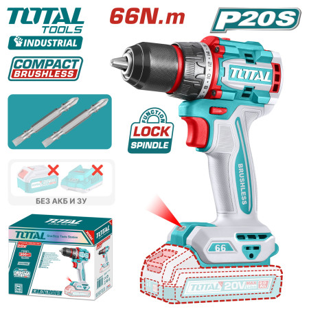 Аккумуляторная дрель-шуруповерт 20В 66Нм TOTAL TDLI206681 Аккумуляторная дрель-шуруповерт 20В 66Нм TOTAL TDLI206681