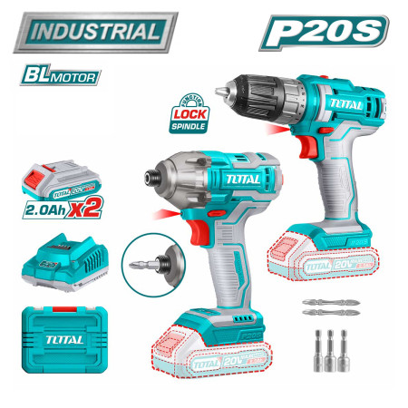 Набор аккумуляторных инструментов TOTAL TOSLI230708 Набор аккумуляторных инструментов TOTAL TOSLI230708