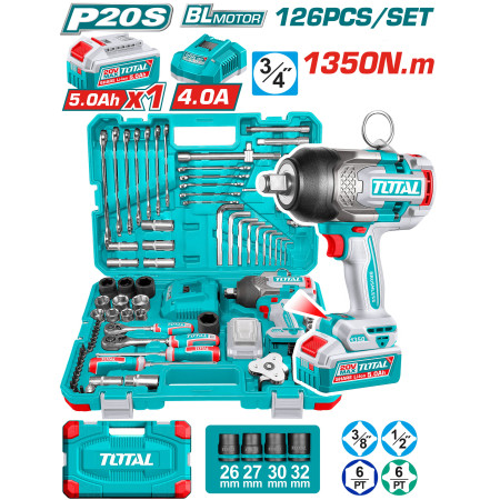 Гайковерт с набором инструмента TOTAL THP31262