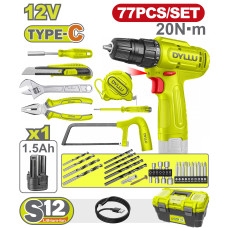 Дрель-шуруповерт с набором инструмента DYLLU DTDT4B77 (77 предметов)