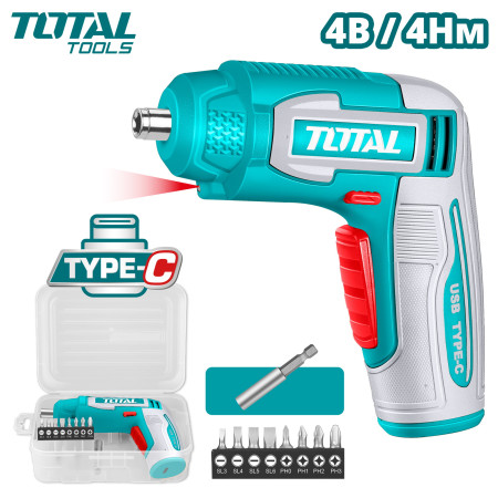 Аккумуляторная отвертка 4В 4Нм TOTAL TSDLI0458 Аккумуляторная отвертка 4В 4Нм TOTAL TSDLI0458