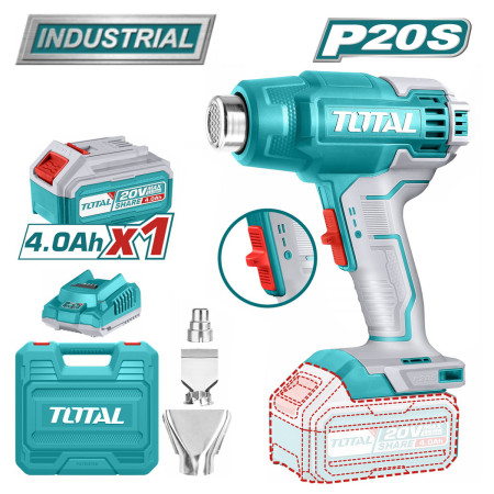 Фен строительный (термовоздуходувка) аккумуляторный TOTAL TBLI20025 Фен строительный (термовоздуходувка) аккумуляторный TOTAL TBLI20025