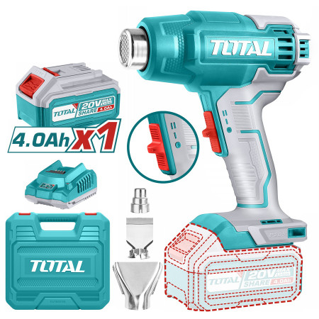 Фен строительный (термовоздуходувка) аккумуляторный TOTAL TBLI20025 Фен строительный (термовоздуходувка) аккумуляторный TOTAL TBLI20025