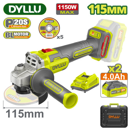 Аккумуляторная угловая шлифовальная машина 20В 115 мм DYLLU DTLAPB522 Аккумуляторная угловая шлифовальная машина 20В 115 мм DYLLU DTLAPB522