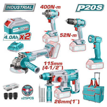 Набор аккумуляторных инструментов TOTAL TCKLI2058 Набор аккумуляторных инструментов TOTAL TCKLI2058