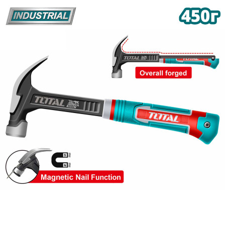 Молоток-гвоздодер 0,45 кг TOTAL THCH61016L Молоток-гвоздодер 0,45 кг TOTAL THCH61016L