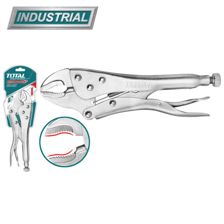 Зажим с фиксатором 180 мм изогнутые губки TOTAL THT190703 Зажим с фиксатором 180 мм изогнутые губки TOTAL THT190703