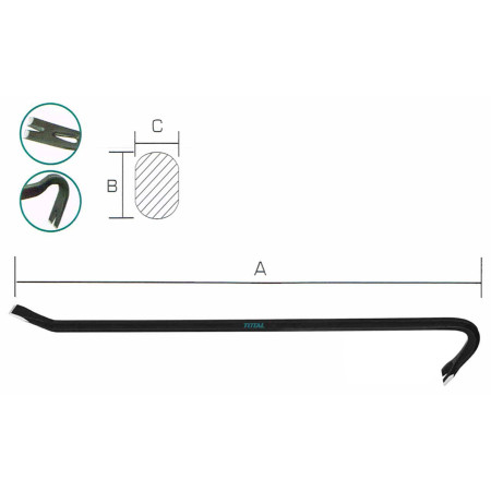 Лом-гвоздодер 900 мм TOTAL THT431362 Лом-гвоздодер 900 мм TOTAL THT431362