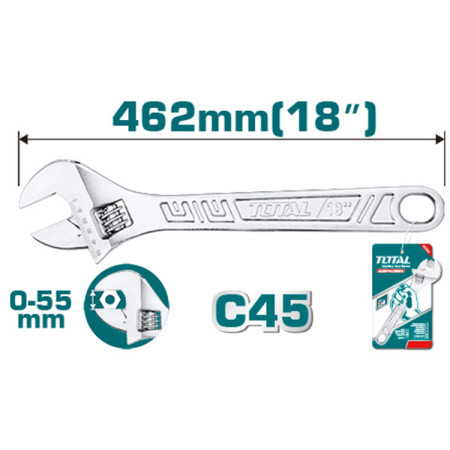 Ключ разводной 450 мм TOTAL THT1010183 Ключ разводной 450 мм TOTAL THT1010183