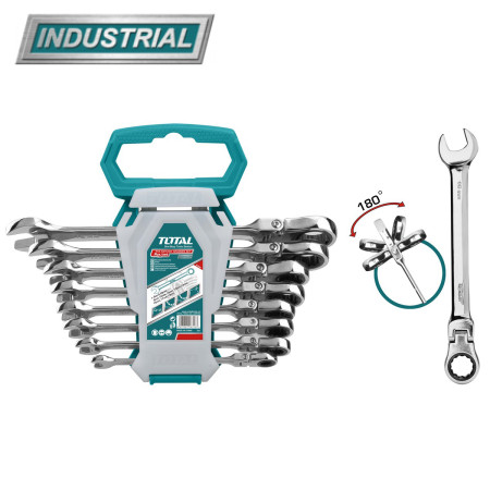 Набор гаечных ключей с трещоткой и шарниром TOTAL THT102RK586 (8 шт)