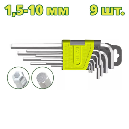 Набор ключей шестигранных со сферической головкой 1,5-10 мм DYLLU DTHK2292 (9 шт.) Набор ключей шестигранных со сферической головкой 1,5-10 мм DYLLU DTHK2292 (9 шт.)
