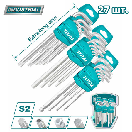 Набор ключей шестигранных TOTAL THT106KT0271 (27 шт) Набор ключей шестигранных TOTAL THT106KT0271 (27 шт)