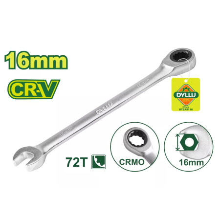 Ключ комбинированный с трещоткой 16 мм DYLLU DTSA5116