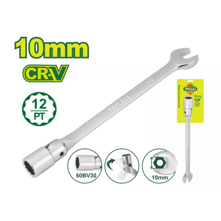 Ключ торцевой комбинированный с шарниром 10 мм DYLLU DTTH1E10