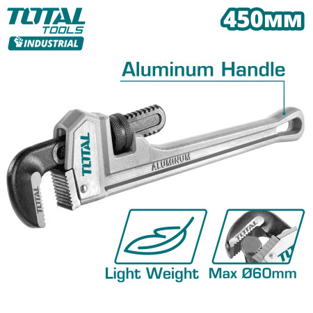 Трубный ключ с алюминиевой рукояткой 450мм TOTAL THTAL17186